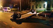 VIDEO: Mașină răsturnată pe șoseaua Alba Iulia. Șoferul nu este de găsit.