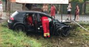 Un cal care păștea liniștit într-o grădină a fost lovit de către o mașină care a derapat