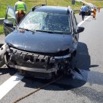VIDEO - FOTO: A derapat din cauza vitezei și a lovit un parapet de pe autostrada A1