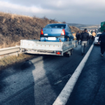 FOTO: Accident între un autoturism și o autoutilitară pe autostrada A1, sens Deva-Sibiu