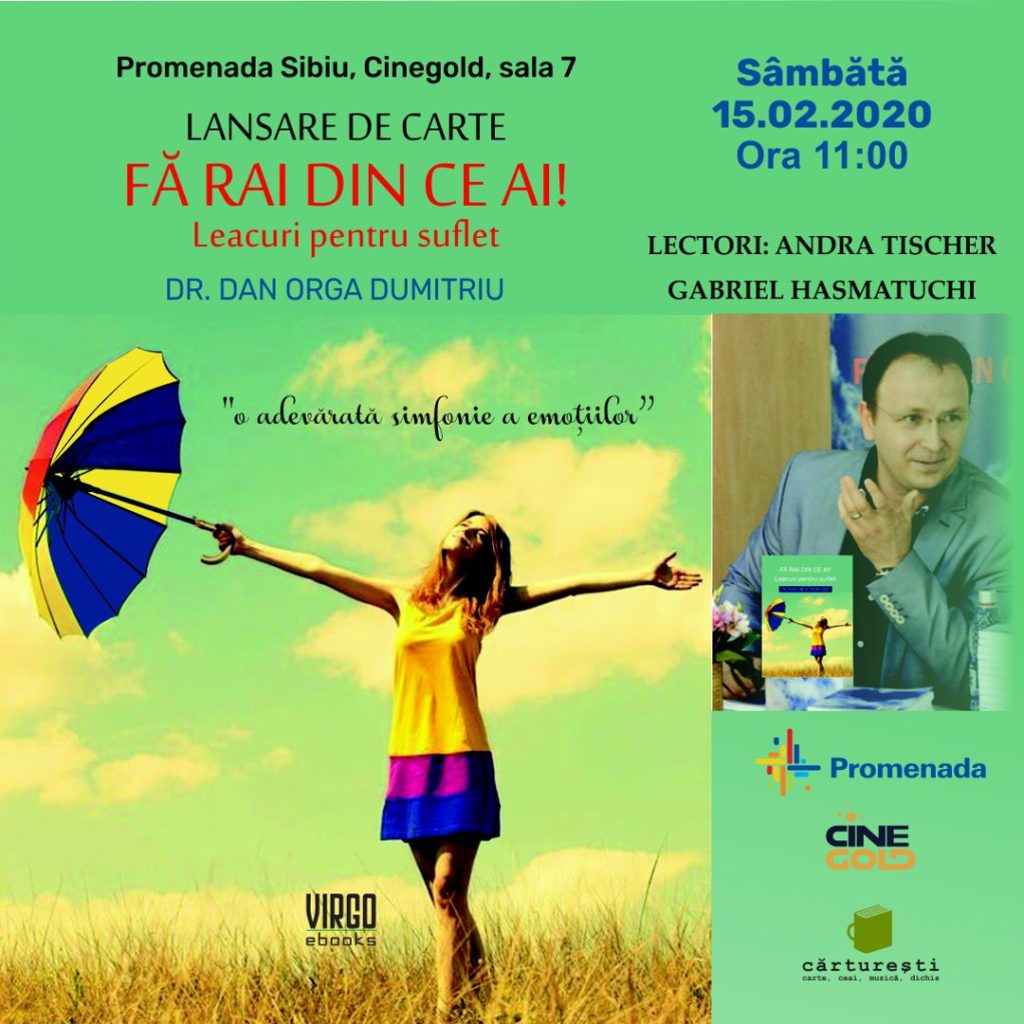 Lansare de carte: Fă rai din ce ai la Promenada Sibiu, sâmbăta aceasta