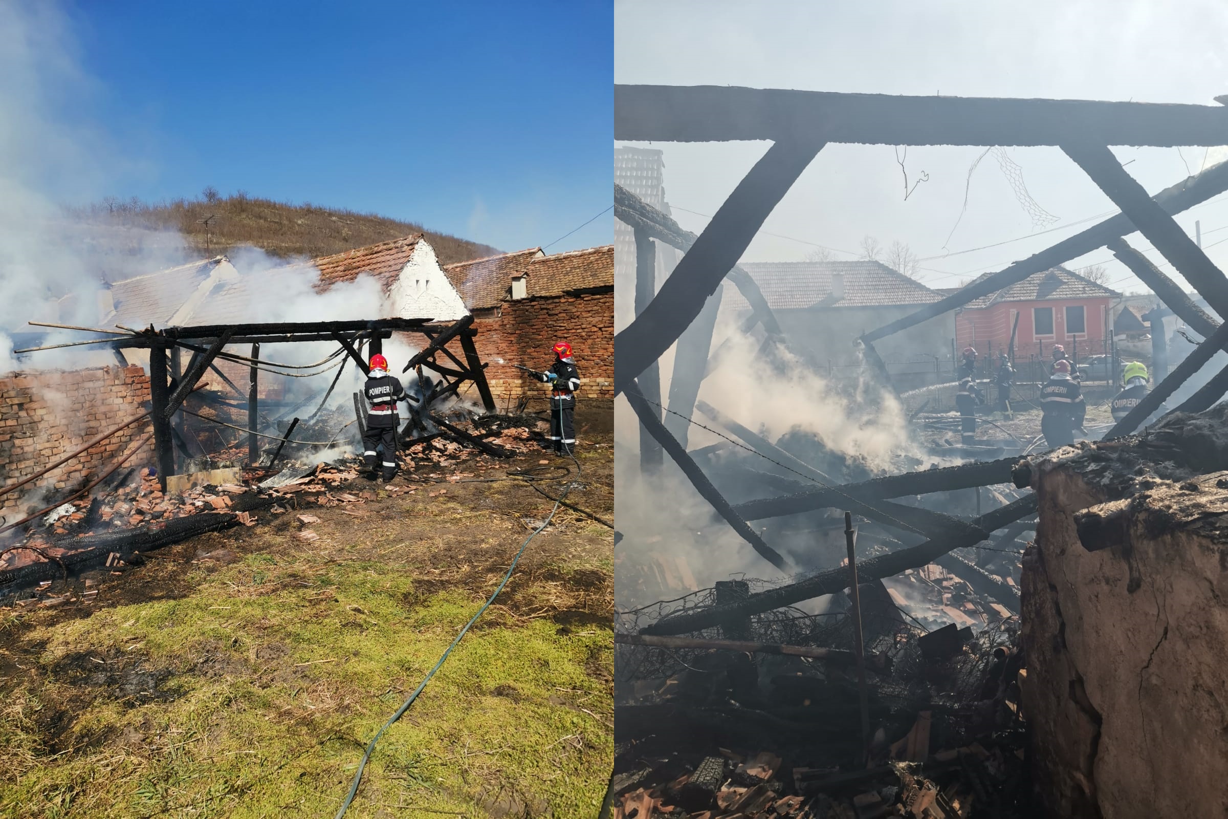 FOTO | Incediu la o șură din localitatea Axente Sever