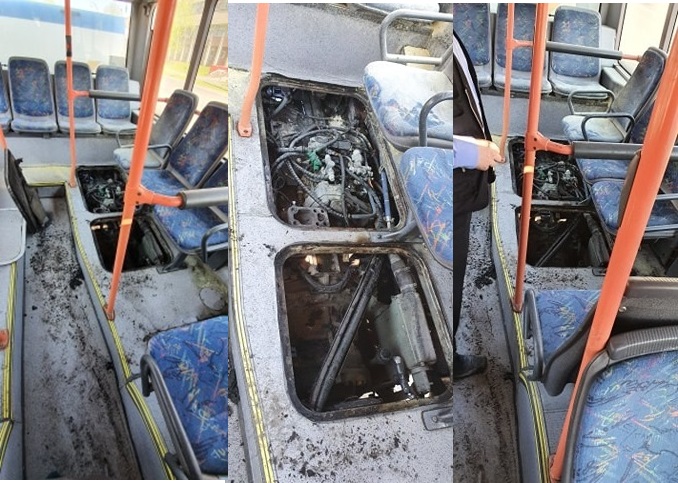Update Foto | Autobuz TurSib cuprins de flăcări pe Bulevardul Coposu