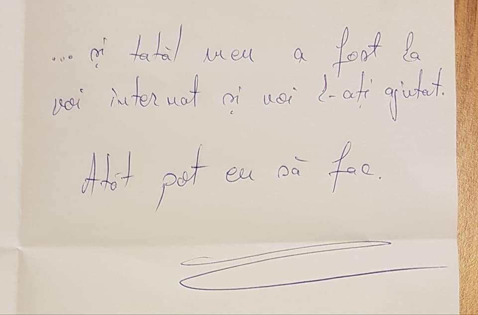 Și tatăl meu a fost la voi și l-ați ajutat. Atât pot eu să fac.