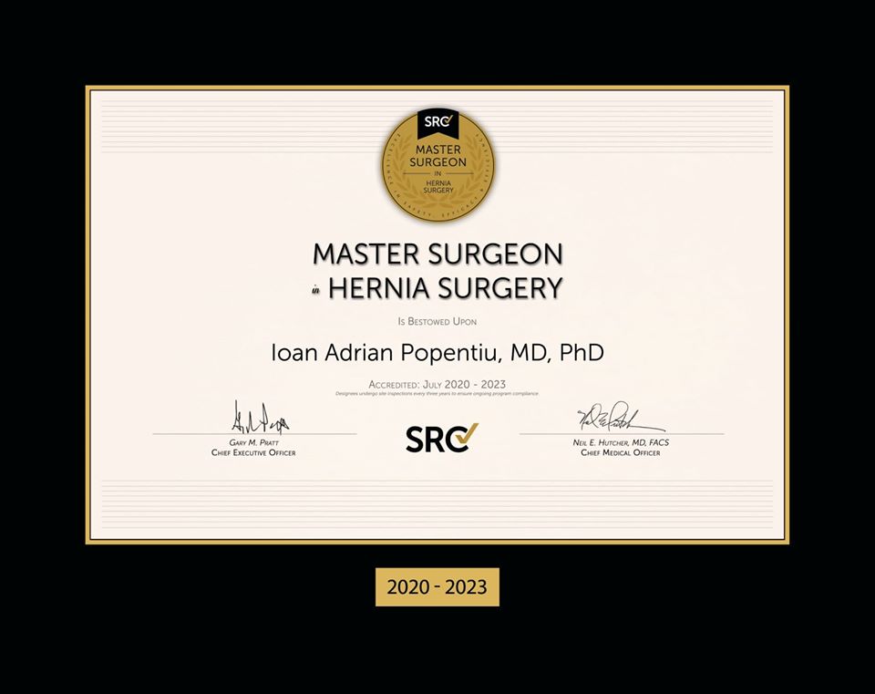 Medicul sibian Popențiu Ioan-Adrian a primit certificatul de excelență în chirurgia parietală