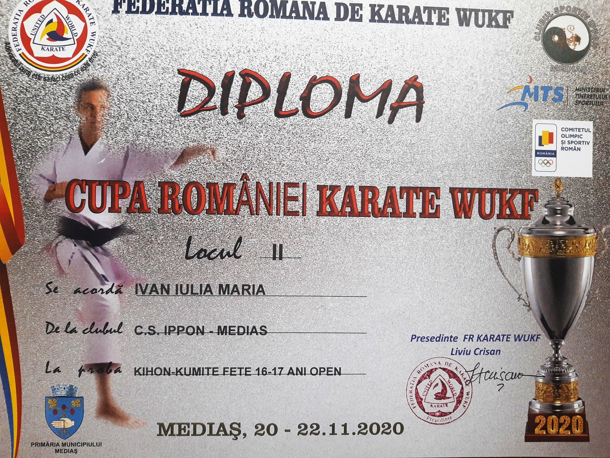 Medalii în Cupa României pentru karatiștii Liceului Teoretic Axente Sever de la Ippon Mediaș