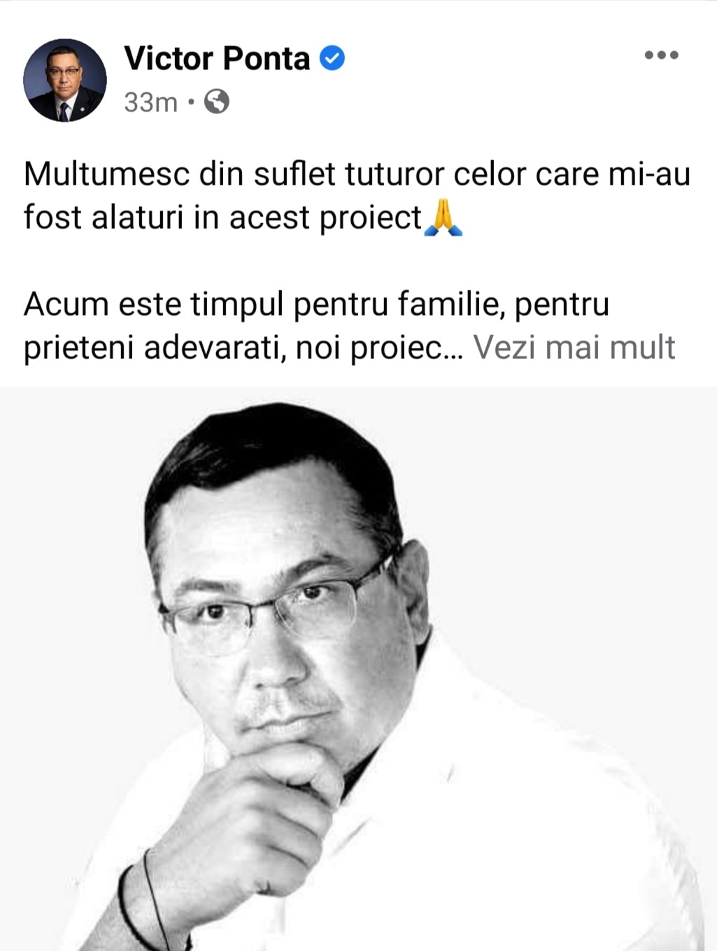 Victor Ponta se retrage din Politică | Acum este timpul pentru familie, pentru prieteni adevărați