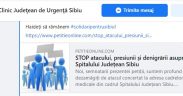Petiție online -STOP atacului, presiunii și denigrării asupra Spitalului Județean Sibiu