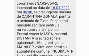 Prelungirea carantinei în Cisnădie anunțată prin RO- ALERT