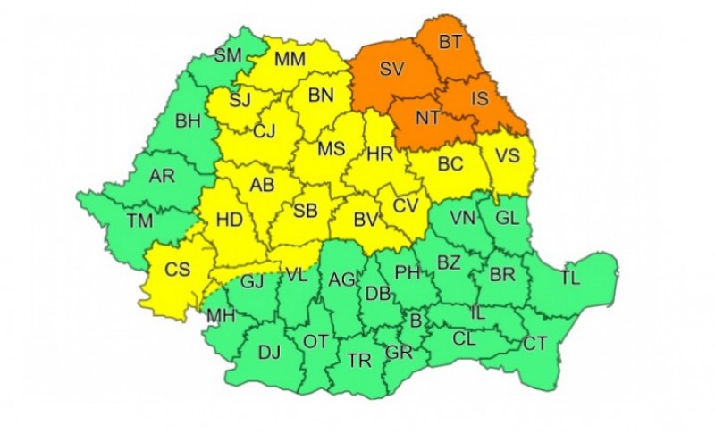 Ploi torențiale și vijelii în județul Sibiu - Anunțul făcut de ANM harta anm-ploi