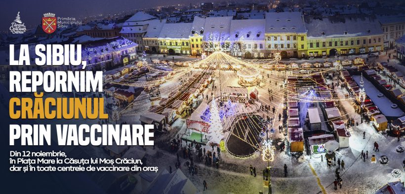 Căsuța lui Moș Crăciun din Piața Mare devine centru de vaccinare