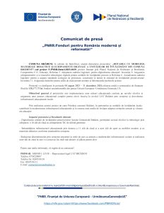 Comunicat de presă - „PNRR: Fonduri pentru România modernă și reformată!”